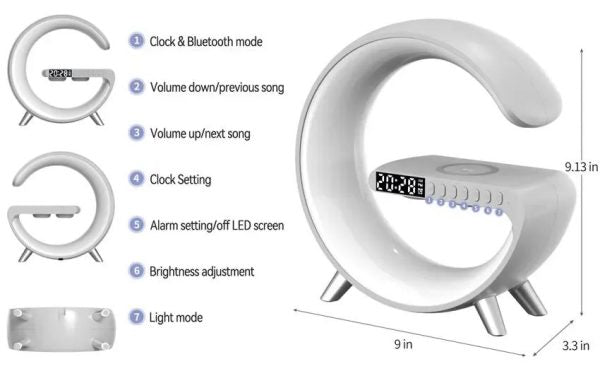 G63 Rgb Light Bluetooth Speaker Charging 4 In 1 Led Atmosphere Rgb Night Light Alarm Clock Desk Lamp Bluetooth Speaker Wireless Charging Modern