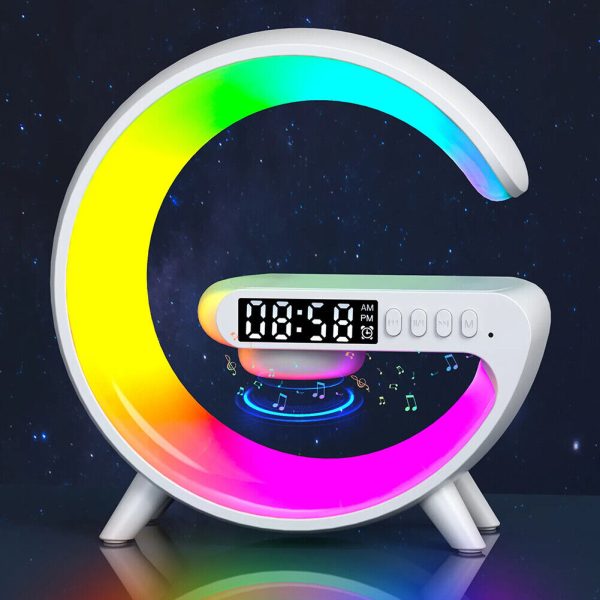 G63 Rgb Light Bluetooth Speaker Charging 4 In 1 Led Atmosphere Rgb Night Light Alarm Clock Desk Lamp Bluetooth Speaker Wireless Charging Modern