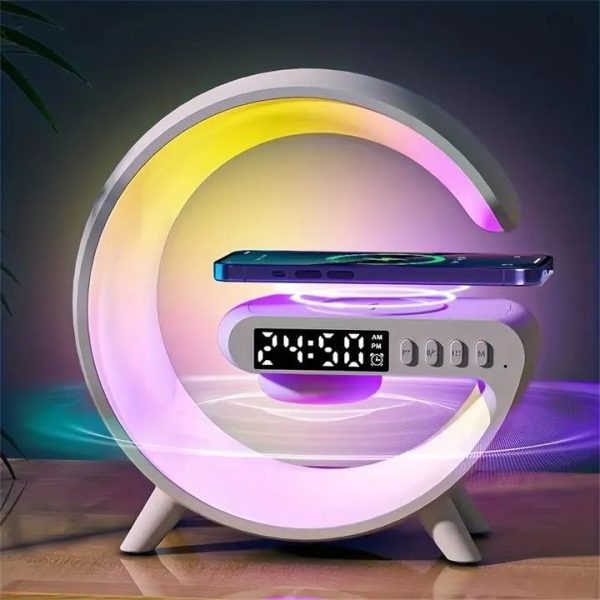 G63 Rgb Light Bluetooth Speaker Charging 4 In 1 Led Atmosphere Rgb Night Light Alarm Clock Desk Lamp Bluetooth Speaker Wireless Charging Modern